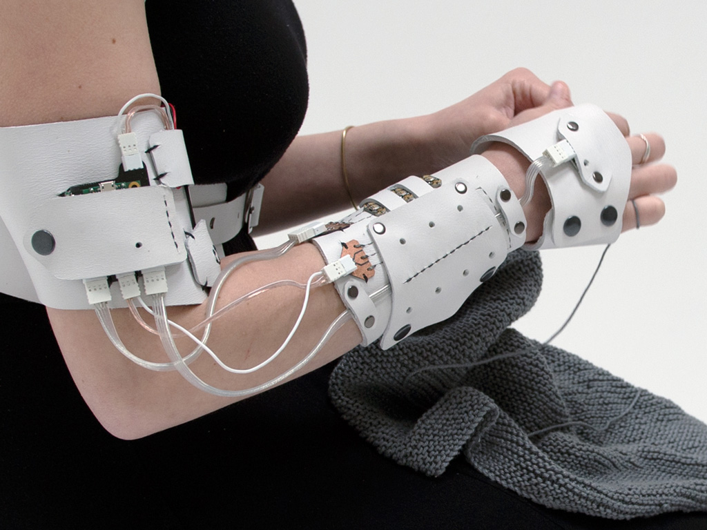cyberknitics harness close up of arm